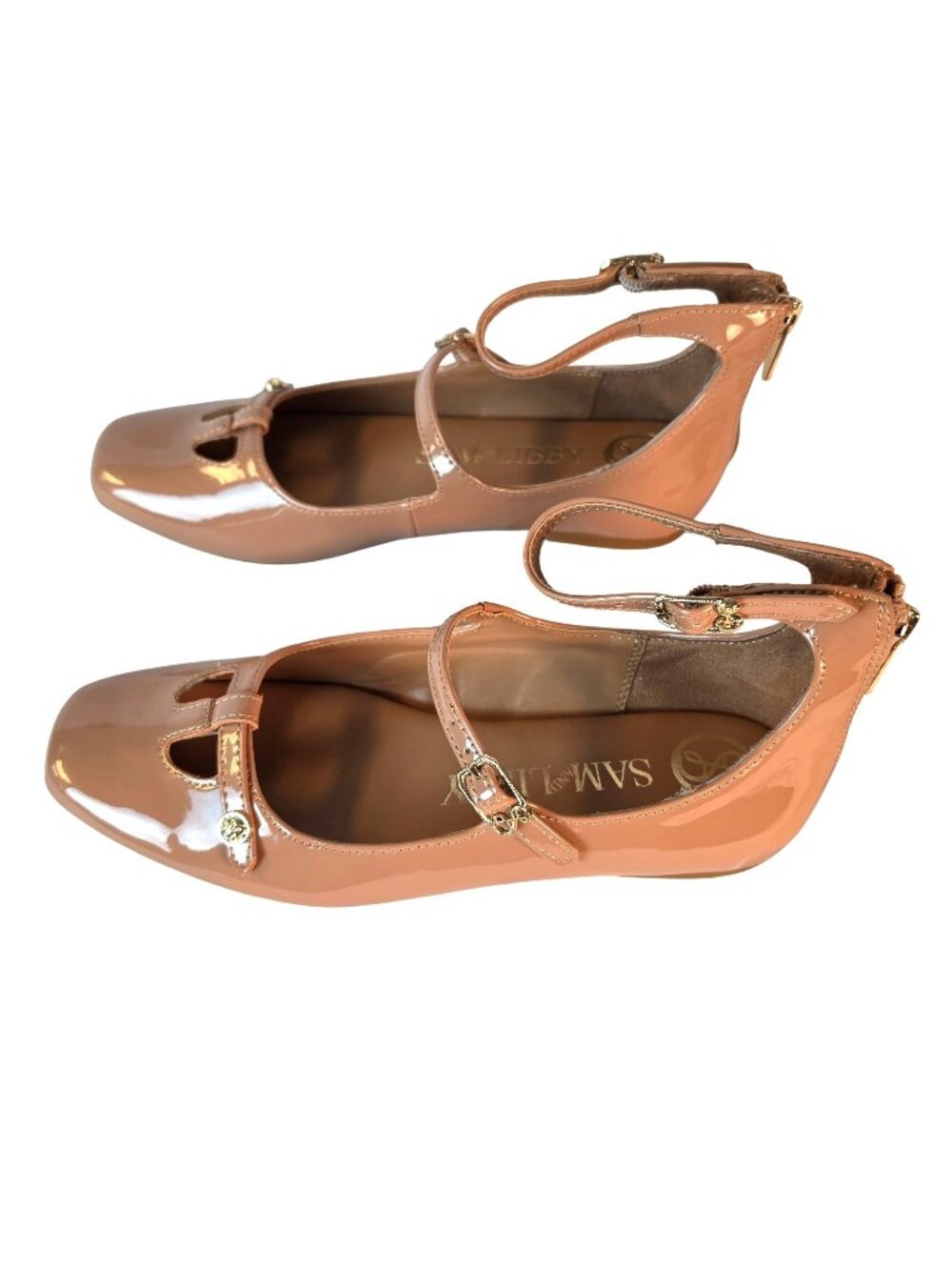 Sam & Libby Frida Mary Jane Flats French Macaroon Patent Womens 6 Tan NWOB